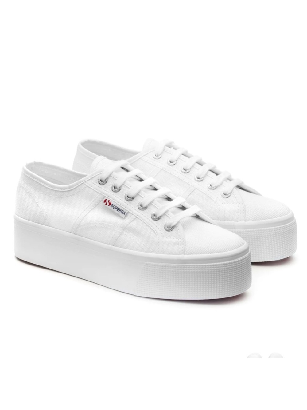 Superga White Platform Canvas Sneakers 6.5/37